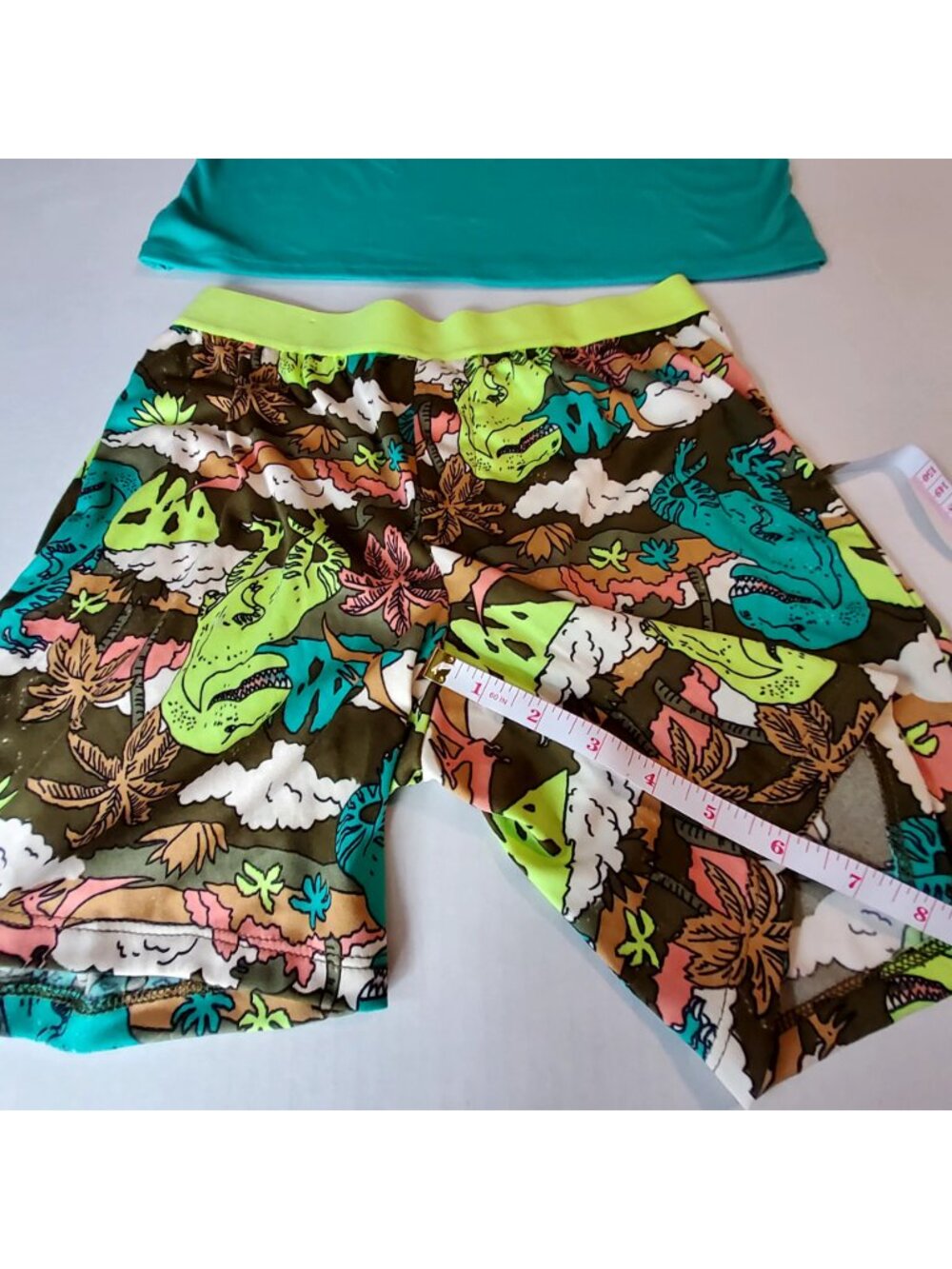 Cat & Jack Kids Dinosaur Pajama Set Sleeveless Top & Shorts Size L 10/12 Green - Picture 9 of 11